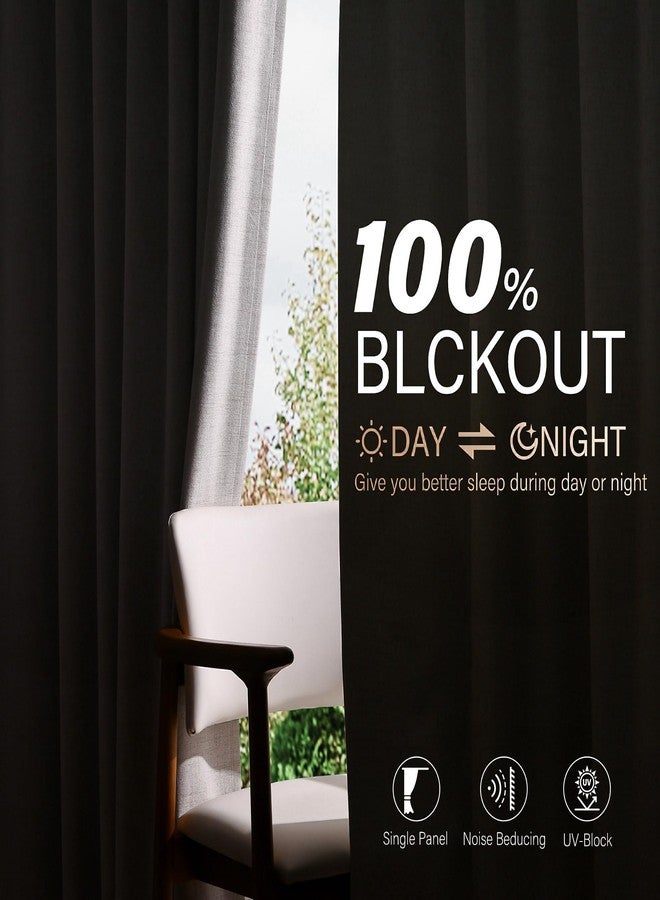 Joywell Light Cream 100% Blackout Curtains with Back Tab 12ft Extra Long Curtain Neutral Boho Cozy Faux Linen Farmhouse Drapes for High Ceiling, Living Room, Bedroom, 1 Panel, 52x144 Inch - Image 5